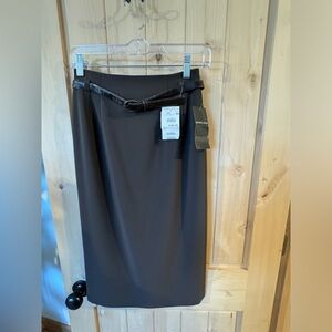 Elegant Brown Pencil Skirt with Belt